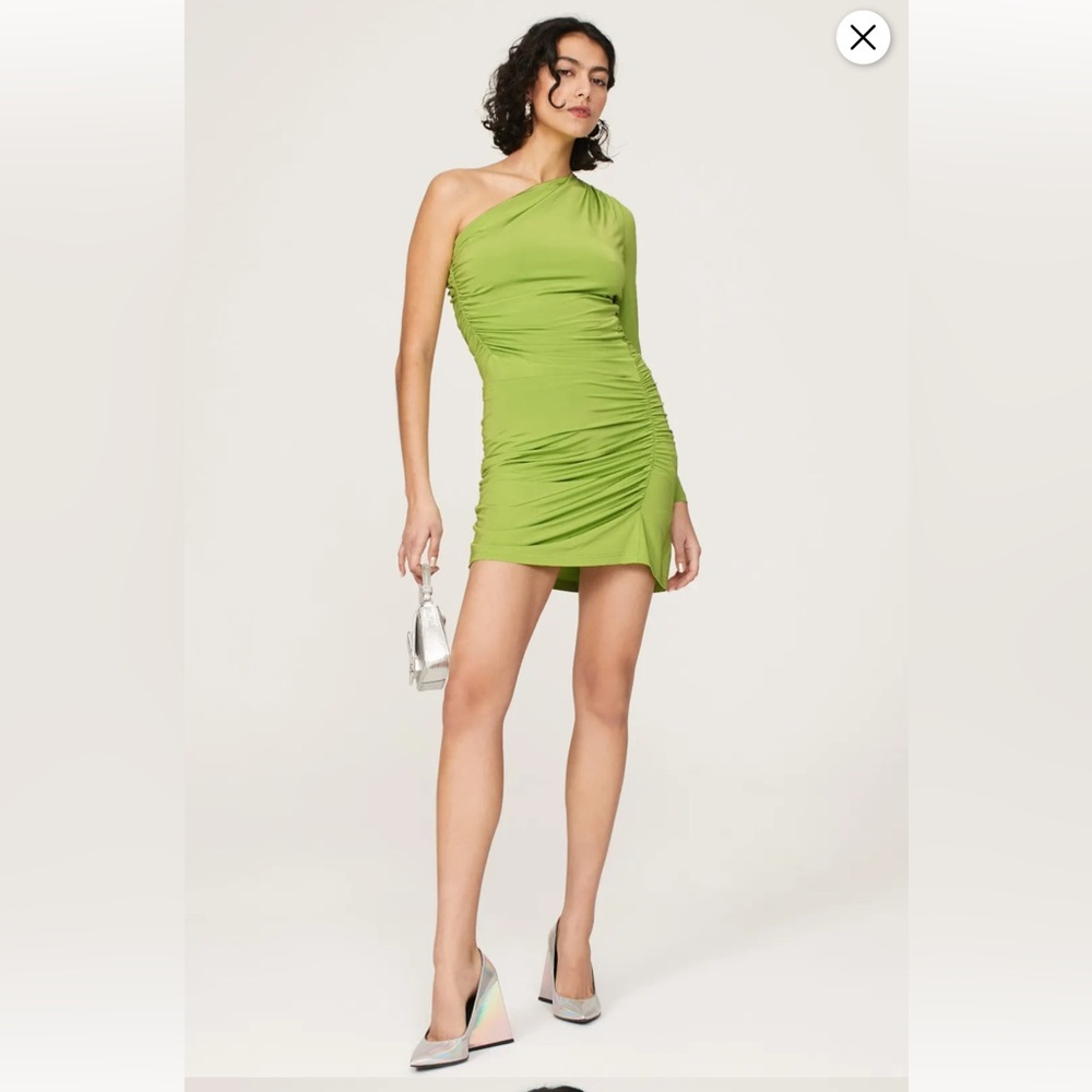 Atlein x RTR One Shoulder Dress Green Sz M